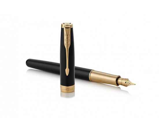 Перьевая ручка Parker Sonnet , Lacquer Deep Black GT , перо: 18К золото, F, цвет чернил: black, в подарочной упаковке, изображение 5
