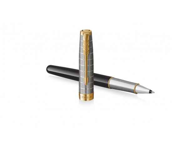Ручка-роллер Parker Sonnet Premium Refresh BLACK GT, стержень: F, цвет чернил: black, в подарочной упаковке, изображение 3