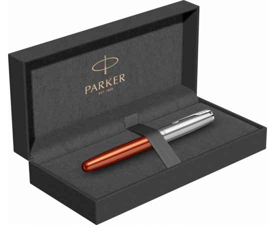 Ручка-роллер Parker Sonnet Essentials Orange SB Steel CT, цвет чернил black,перо: F, в подарочной упаковке., изображение 10