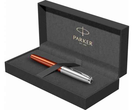 Ручка-роллер Parker Sonnet Essentials Orange SB Steel CT, цвет чернил black,перо: F, в подарочной упаковке., изображение 2