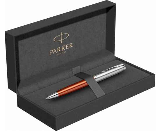 Шариковая ручка Parker Sonnet Essentials Orange SB Steel CT, цвет чернил black, стержень: M, в подарочной упаковке., изображение 6