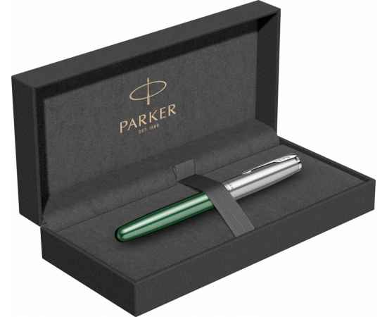 Ручка-роллер Parker Sonnet Essentials Green SB Steel CT, цвет чернил black, перо: F, в подарочной упаковке., изображение 9