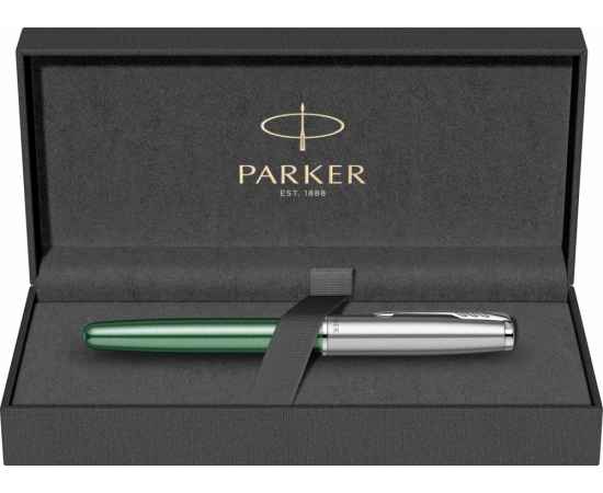 Ручка-роллер Parker Sonnet Essentials Green SB Steel CT, цвет чернил black, перо: F, в подарочной упаковке., изображение 10