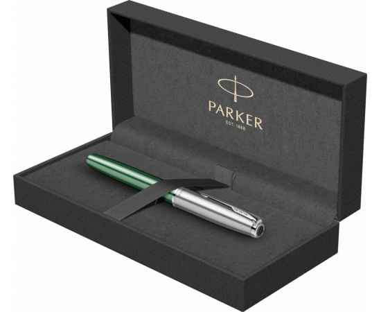 Ручка-роллер Parker Sonnet Essentials Green SB Steel CT, цвет чернил black, перо: F, в подарочной упаковке., изображение 2