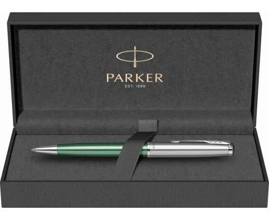 Шариковая ручка Parker Sonnet Essentials Green SB Steel CT, цвет чернил black, стержень: M, в подарочной упаковке., изображение 6