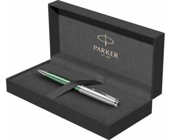Шариковая ручка Parker Sonnet Essentials Green SB Steel CT, цвет чернил black, стержень: M, в подарочной упаковке., изображение 2