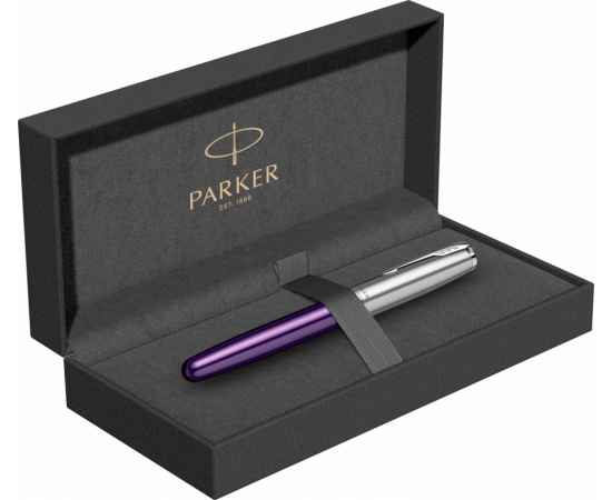 Ручка-роллер Parker Sonnet Essentials Violet SB Steel CT, цвет чернил black, перо: F,  в подарочной упаковке., изображение 9