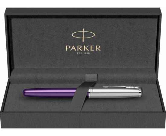 Ручка-роллер Parker Sonnet Essentials Violet SB Steel CT, цвет чернил black, перо: F,  в подарочной упаковке., изображение 10