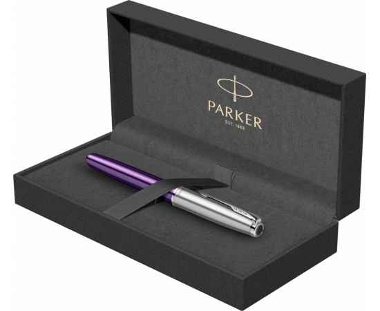 Ручка-роллер Parker Sonnet Essentials Violet SB Steel CT, цвет чернил black, перо: F,  в подарочной упаковке., изображение 2