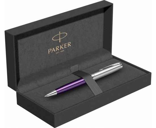 Шариковая ручка Parker Sonnet Essentials Violet SB Steel CT, цвет чернил black, стержень: M, в подарочной упаковке., изображение 5