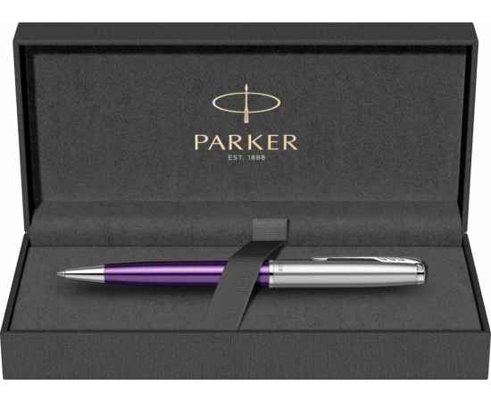 Шариковая ручка Parker Sonnet Essentials Violet SB Steel CT, цвет чернил black, стержень: M, в подарочной упаковке., изображение 6