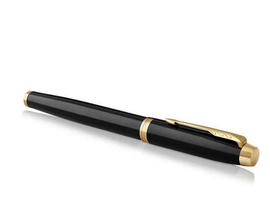 Перьевая ручка Parker IM Metal Black GT  (глянцевый черный лак), перо: F/M, цвет чернил: blue, в подарочной упаковке., изображение 5