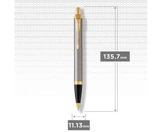 Шариковая ручка Parker IM Metal Core Brushed Metal GT, стержень: M, цвет чернил: blue, в подарочной упаковке., изображение 4