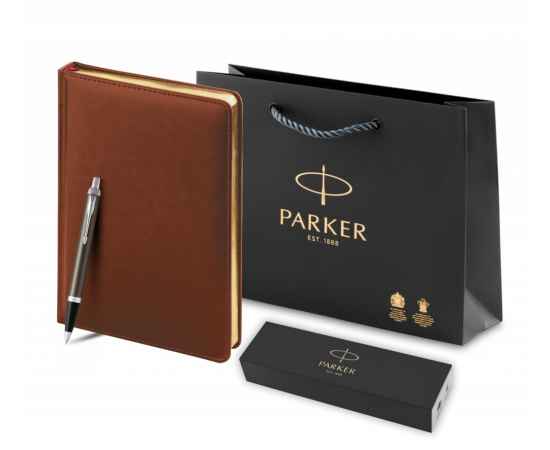 Подарочный набор: Шариковая ручка Parker IM Metal Core Dark Espresso CT и Ежедневник недатированный А5 коричневый, изображение 5