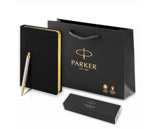 Подарочный набор:Шариковая ручка Parker IM Premium Warm Silver (grey) GT и Ежедневник недатированный А5 черный, изображение 5