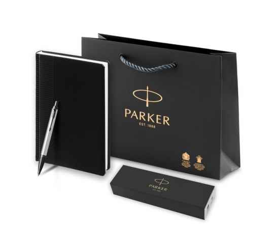 Подарочный набор: Шариковая ручка Parker PK IM MGREY BT , стержень Mblue в подарочной упаковке и Ежедневник  недатированный черный, изображение 10
