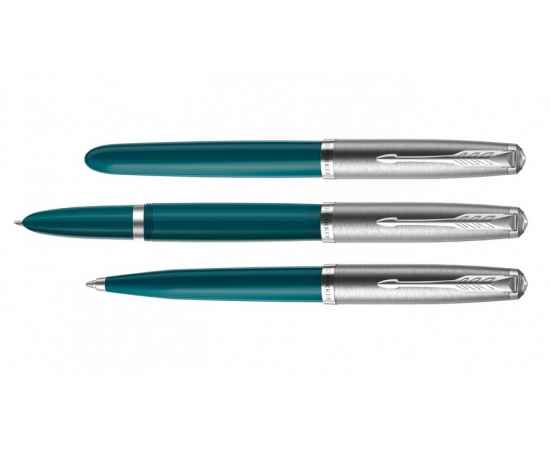 Перьевая ручка Parker 51 CORE TEAL BLUE CT, перо: F, цвет чернил: black/blue, в подарочной упаковке., изображение 7