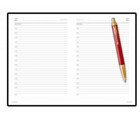 Подарочный набор: Шариковая ручка Parker IM Premium K318 Red GT, цвет чернил синий и красный недатированный ежедневник с золотым срезом, изображение 6