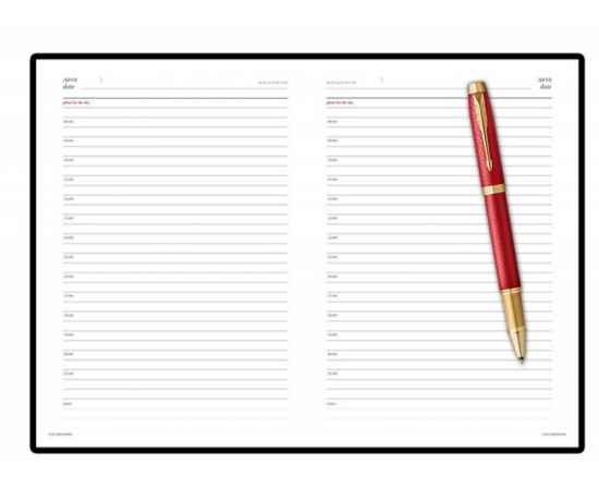 Подарочный набор: Ручка роллер Parker IM Premium T318 Red GT, цвет чернил черный и красный недатированный ежедневник с золотым срезом, изображение 6