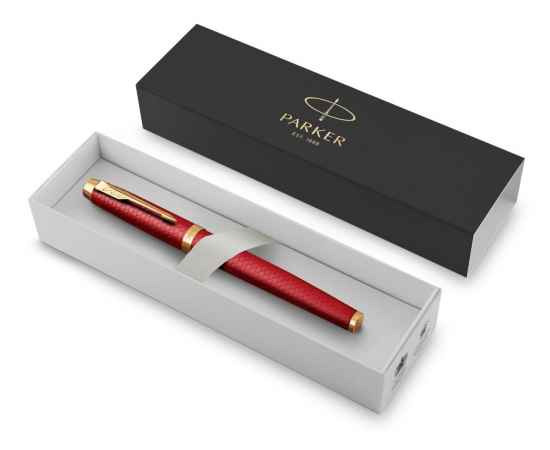 Подарочный набор: Ручка роллер Parker IM Premium T318 Red GT, цвет чернил черный и красный недатированный ежедневник с золотым срезом, изображение 9