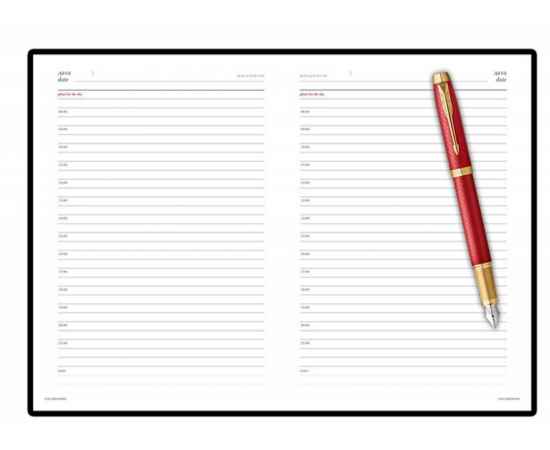 Подарочный набор: Ручка перьевая Parker IM Premium F318 Red GT, цвет чернил синий и красный недатированный ежедневник с золотым срезом, изображение 6