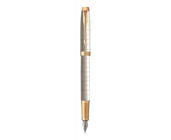 Подарочный набор: Ручка перьевая Parker IM Premium F318 Pearl GT, цвет чернил синий и золотистый ежедевник с золотым срезом, изображение 2