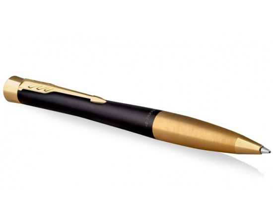 Шариковая ручка Parker Urban (матовый черный лак) Muted Black Gold Finish Trim, стержень: M, цвет чернил: blue, в подарочной упаковке., изображение 3