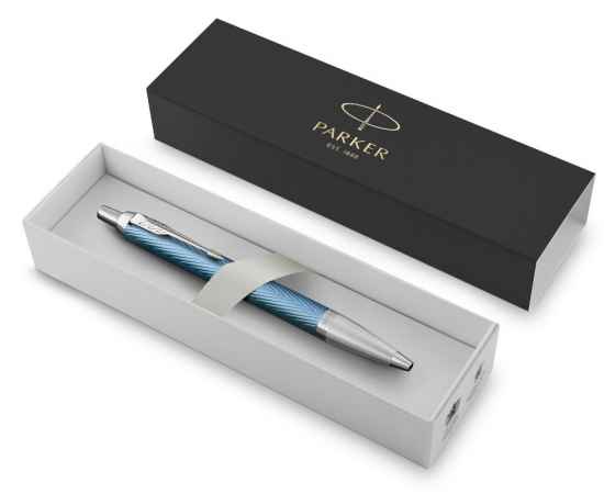 Шариковая ручка Parker IM Premium K318  Blue Grey CT, стержень: M, цвет чернил: blue, в подарочной упаковке., изображение 2