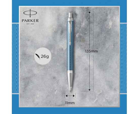 Шариковая ручка Parker IM Premium K318  Blue Grey CT, стержень: M, цвет чернил: blue, в подарочной упаковке., изображение 9