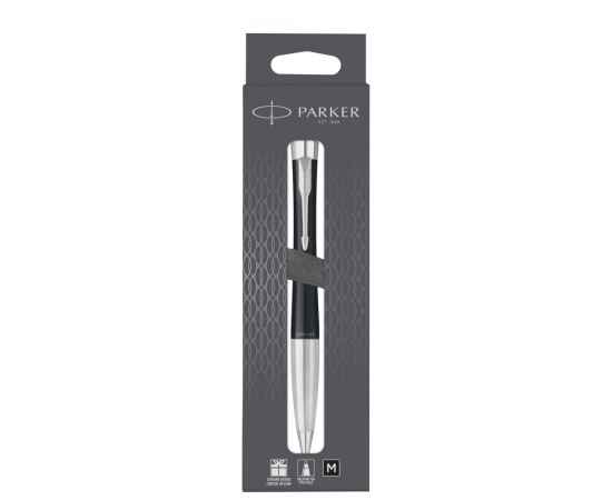 Шариковая ручка Parker Urban (матовый черный лак) Muted Black Chrome Trim, стержень: M, цвет чернил: blue/black, в подарочной упаковке., изображение 3