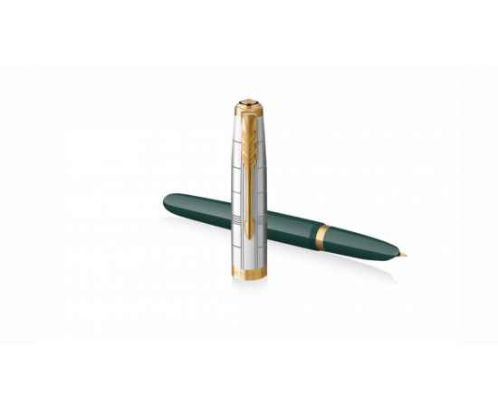 Перьевая ручка Parker 51 Premium Forest Green GT, перо: F чернила: Black,Blue, в подарочной упаковке., изображение 4