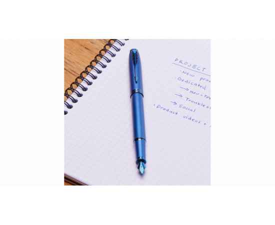 Перьевая ручка Parker IM Monochrome Blue, перо:F, цвет чернил: blue, в подарочной упаковке., изображение 8