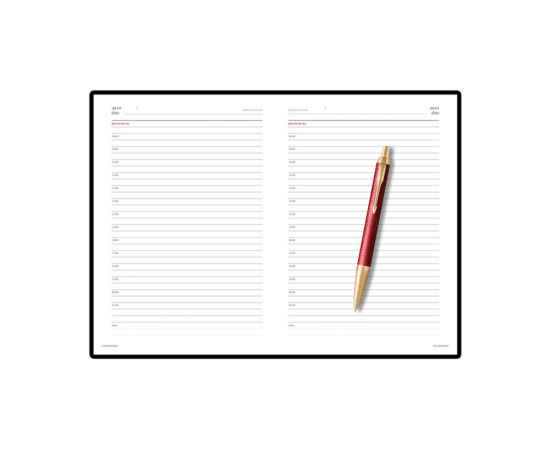 Подарочный набор: Шариковая ручка Parker IM Premium K318 Red GT, цвет чернил синий и красный ежедневник с золотым срезом, изображение 6