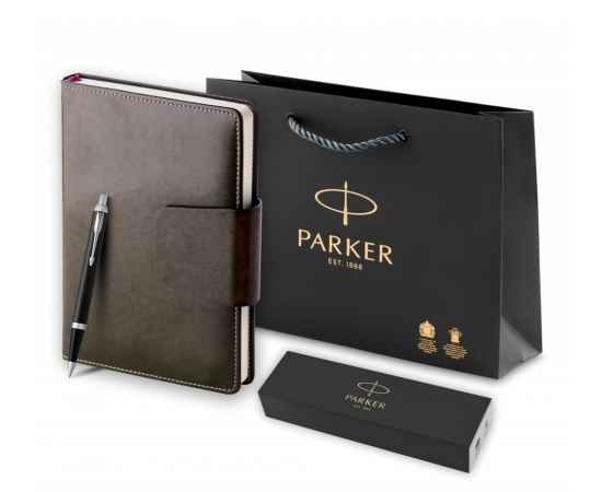 Подарочный набор: Шариковая ручка Parker IM Metal Black CT и и Ежедневник недатированный А5 черный, изображение 5