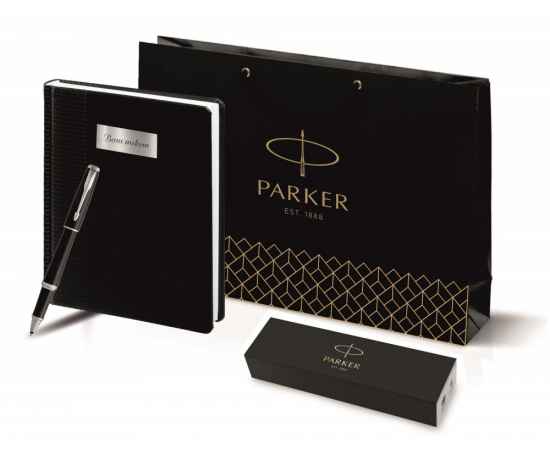 Подарочный набор: Ручка роллер Parker IM Metal Black CT и Ежедневник недатированный черный, изображение 15