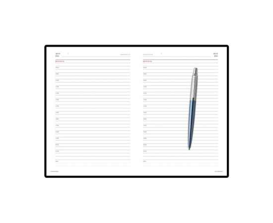 Подарочный набор: Шариковая ручка Parker Jotter Essential, Waterloo Blue CT и Ежедневник недатированный серебристый, изображение 7