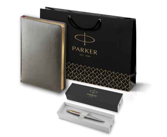 Подарочный набор: Ежедневник серый  и Шариковая ручка Parker Jotter Essential, St. Steel GT, изображение 7