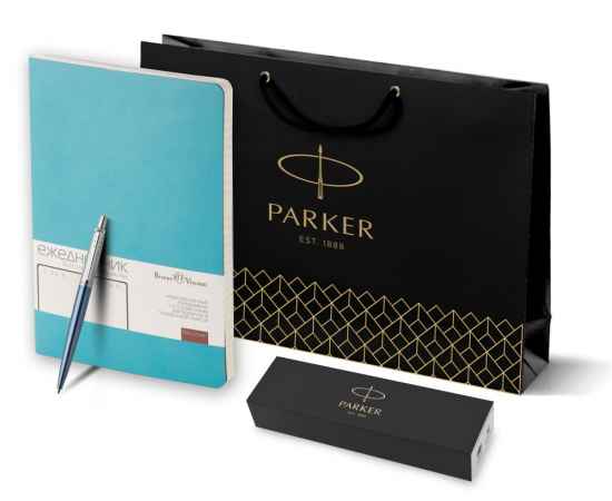 Подарочный набор: Шариковая ручка Parker Jotter Essential, Waterloo Blue CT и Ежедневник недатированный бирюзовый, изображение 12