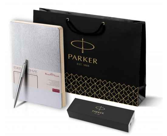 Подарочный набор: Шариковая ручка Parker Jotter Essential, St. Steel СT и Ежедневник недатированный серебристый, изображение 10