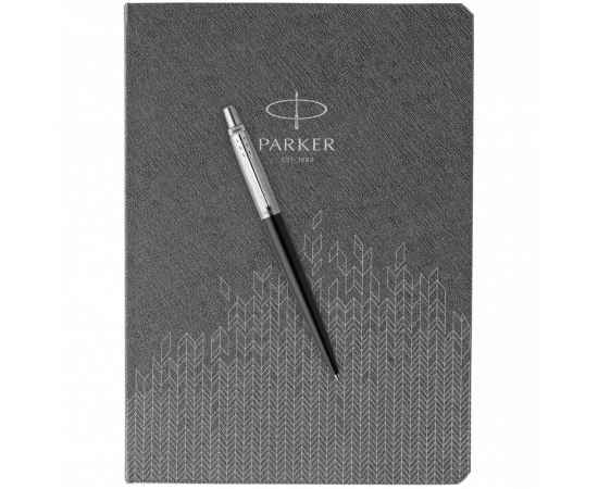 Подарочный набор: Шариковая ручка Parker Jotter Essential, Satin Black CT и Ежедневник  недатированный, серый, изображение 5