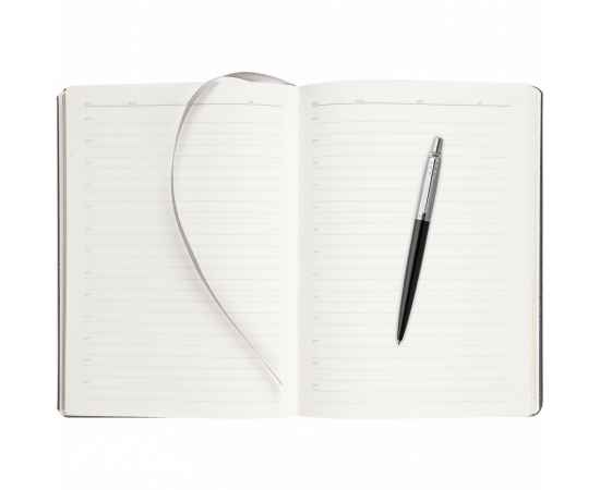 Подарочный набор: Шариковая ручка Parker Jotter Essential, Satin Black CT и Ежедневник  недатированный, серый, изображение 6