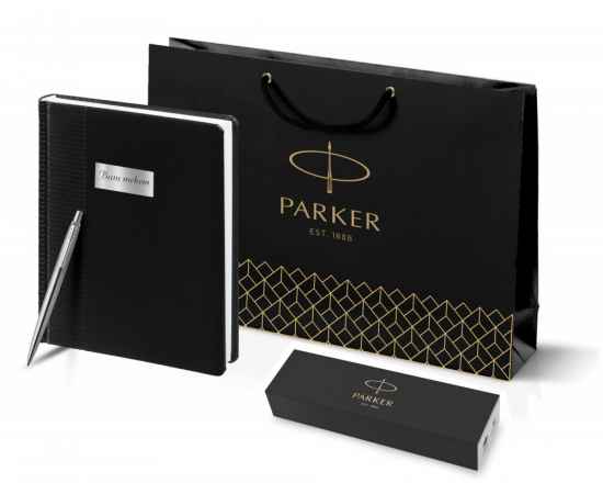Подарочный набор: Шариковая ручка Parker Jotter Essential, St. Steel СT, стержень: Mblue и Ежедневник недатированный черный, изображение 13