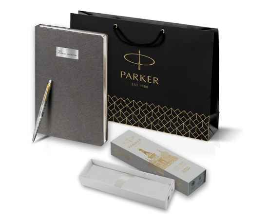 Подарочный набор: Шариковая ручка Parker Jotter Russia Steel GT и Ежедневник недатированный серый, изображение 13