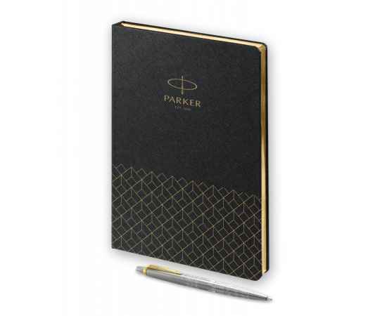 Подарочный набор: Шариковая ручка Parker Jotter Russia SE, цвет: St. Steel GT и Ежедневник  недатированный, чёрный, изображение 3