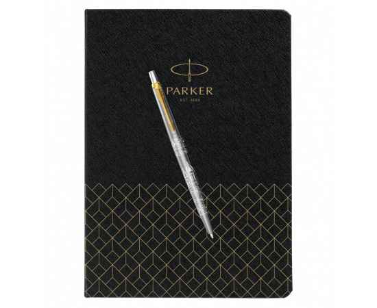 Подарочный набор: Шариковая ручка Parker Jotter Russia SE, цвет: St. Steel GT и Ежедневник  недатированный, чёрный, изображение 5