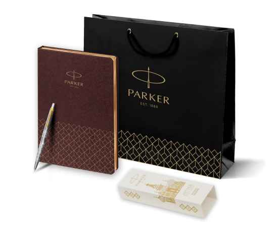 Подарочный набор: Шариковая ручка Parker Jotter Russia SE, цвет: St. Steel GT и Ежедневник  недатированный, коричневый, изображение 10