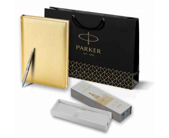Подарочный набор: Шариковая ручка Parker Jotter Russia Steel GT и Ежедневник недатированный золотистый золотой срез, изображение 10