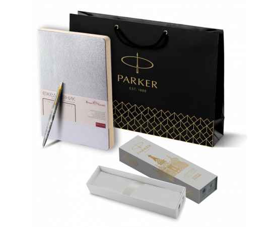 Подарочный набор: Шариковая ручка Parker Jotter Russia SE, цвет: St. Steel GT и Ежедневник недатированный серебристый, изображение 10