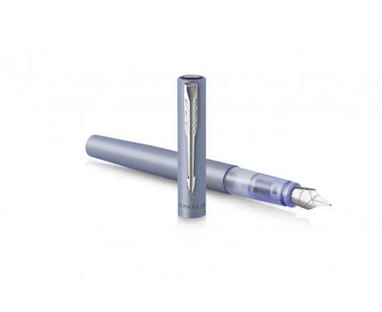 Перьевая ручка Parker Vector XL Silver Blue CT, цвет чернил blue, перо: F/M, в подарочной упаковке., изображение 3