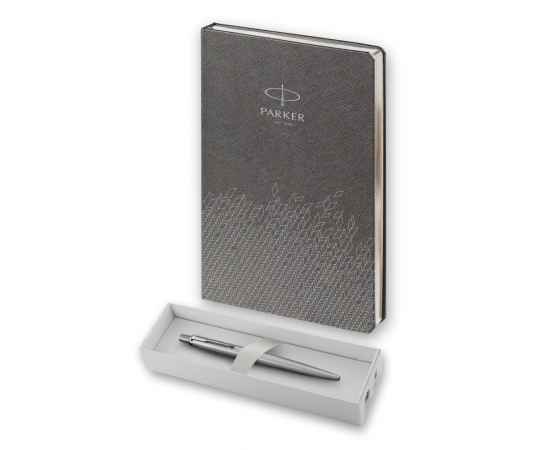 Подарочный набор: Шариковая ручка Parker Jotter Essential, St. Steel СT и Ежедневник  недатированный, серый, изображение 6